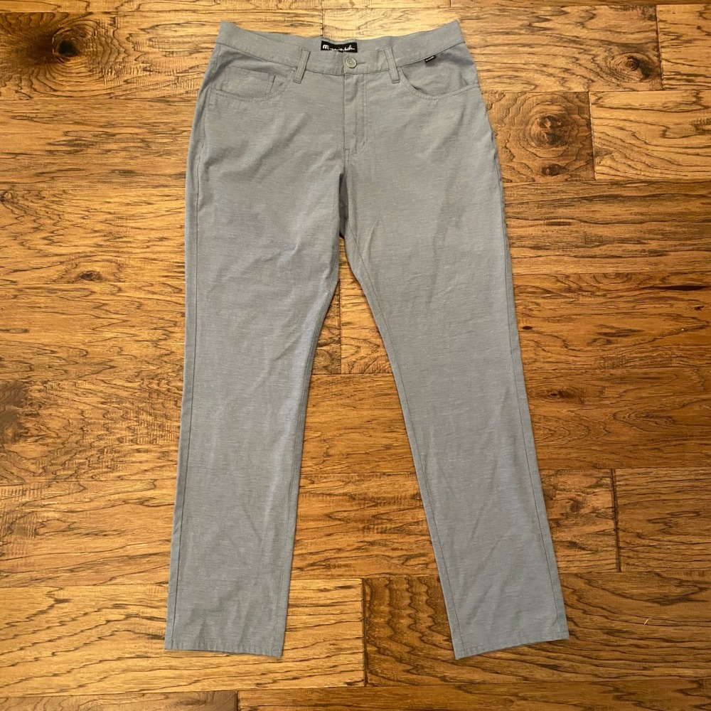 TravisMathew Golf Pants Mens 34 Grey Micro Stripe Performance Trousers